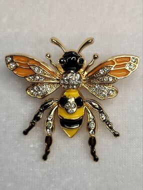 New Rhinestone and Enamel Bee Brooch / Pin